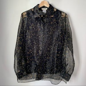 New York City Design Company Sheer Button Down Vintage Women’s Medium